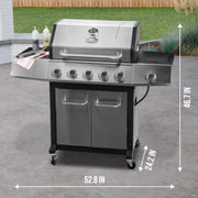Expert Grill EX5704430716003 5-Burner Propane Gas Grill, 62,000 BTU with 12,000 BTU Side Burner, Stainless Steel, 473 sq. in. Cooking Area