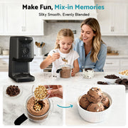 Flamemore 12-in-1 Ice Cream Maker, 1500W Dual-Motor Frozen Yogurt Machine with Self-Cleaning, Includes 2 Pint Containers with Lids, Black, WLD030