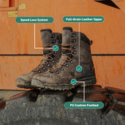 Danner Vicious 8in Waterproof Work Boots for Men, Full-Grain Leather, Breathable Gore-Tex Lining, Speed Lace System, Slip-Resistant Vibram Outsole, Brown, 9EE