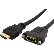StarTech 3 ft High Speed HDMI Panel Mount Cable, Female to Male, Black, HDMIPNLFM3