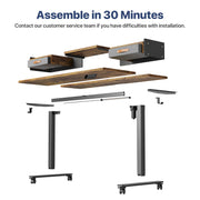 Innovar Electric Standing Desk, 63 Inch Adjustable Height Sit Stand Work Table with Drawers, Mobile Office Desk with Locking Wheels, Rustic Brown