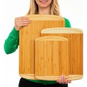 Greener Chef 3-Piece Organic Bamboo Cutting Board Set with Deep Juice Grooves Two Tone