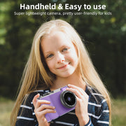 Chiliktoy Kids Digital Camera, 64MP Dual Cameras, 1080P HD Video, 2.4 Inch IPS Screen, 32GB Memory Card, Purple Compact Camera for Kids and Teens