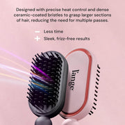 L'ange Hair Mane Pass 2-in-1 Hair Straightening Brush, Ceramic-Coated Bristles, Adjustable Heat 300F-410F, Negative Ion Technology, Auto Shut-Off, 360 Swivel Cord, Blush