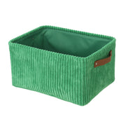 Mainstays MS3500021874004 Green Corduroy Decorative Storage Basket with Leather Handles