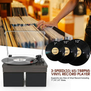 RetroAudio W05-Brown Vinyl Record Player Turntable w/Speakers Record Player w/Bookshelf Speakers, Brown