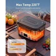 VicTsing Cordless Electric Lunch Box, Portable Food Warmer with 8000mAh Rechargeable Battery, 1.3L Capacity, Removable Divider, Black