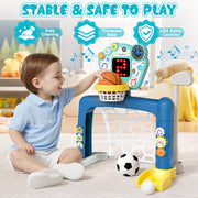 Beefunni 3 in 1 Sports Center for Toddlers, Basketball Hoop Toy for Boys Girls