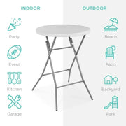 Best Choice Products SKY2735 Folding Table White 32in Bar Height