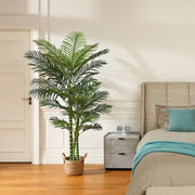 DR.Planzen Artificial Golden Cane Palm Plants 6 Feet Fake Tree for Home Decor Indoor Outdoor Faux Areca Palm Tree in Pot for Home Office