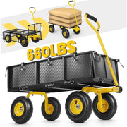 GVDV Heavy Duty Steel Garden Cart with Liner, 660lbs Capacity, 3 Cu ft, 10