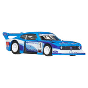 Hot Wheels Team Transport Toy Vehicle Set, Ford Capri GR5 Race Car with Fleet Flyer Transporter Truck, Blue, Real Riders Rubber Tires, Metal Construction, 1:64 Scale, JHX89