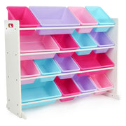 Humble Crew WO574 Tot Tutors Forever Collection Wood Toy Storage Organizer, XL, White/Pink&Purple