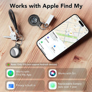 Tukio Bluetooth Tracker Smart Air Tracker Tag with Real-Time Location Tracking, IPX5 Water Resistant, Replaceable Battery, Protective Case, Key Ring, Lanyard, Compatible with iOS
