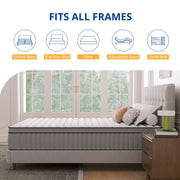 EGOHOME Sleep 14 Inch King Size Hybrid Mattress, Cooling Gel-Infused Memory Foam, Pocket Springs, Medium Comfort