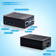 52Pi Starter Kit for Raspberry Pi 5, 8GB RAM, 64GB Storage, ABS Case with Armor Lite V5 Cooler, Dual Micro HDMI Cables, 27W USB C Power Supply