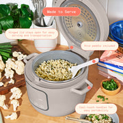 Beautiful Electric Rice Cooker, 14-Cup Cooked Capacity, EverGood Ceramic Nonstick Coating, Porcini Taupe, 8 Presets, Includes Steamer Tray, 19862
