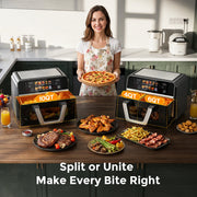 Patbrela 10QT Dual Basket Air Fryer Oven, Digital Control, Clear-View Window, Versatile Cooking, AF311
