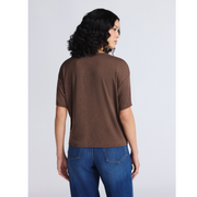 Sofia Vergara Women's Plus Size Sofia Tee with Short Sleeves, Branch Brown, XS
