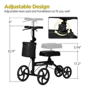 ZENART MTK20001F1-LQZ Economy Knee Scooter Foldable Walker for Foot Surgery Adult Crutch Alternative
