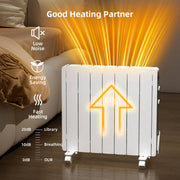 BREEZEHEAT 1500W Aluminum Space Heater Electric Wall/Freestanding Radiator/LED Display, Adjustable