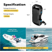 SPECSTAR EVA Boat Fenders, 4 Pack, Black, Lightweight Impact Absorption with Nylon Rope for Yachts and Bass Boats VH1440US-BK-N1