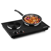 Cusimax CMHP-C180B 1800W Countertop Double Cast Iron Burner,Portable Electric 2-Burner