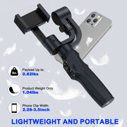 Delpattern Gimbal Stabilizer for Smartphone, 3-Axis Stabilization, AI Face and Object Tracking, Foldable, Portable, USB-C Charging, Black
