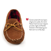 Minnetonka Double-Bottom Fleece Slipper Mocs for Men - Brown - 10M
