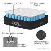 Tzumi 30409SC Cozi King Size Air Mattress, 13 in Thick, Built-In Pump, Soft Flocked PVC Top