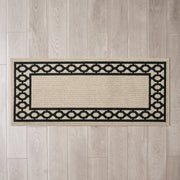 Creative Home Ideas Tufted Runner Rug, Christine Trellis Border, Natural and Black, 26 x 60 in, Low Pile, Non-Slip, Washable