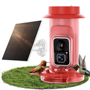 Humbirdy Hummingbird Feeder with 4K Ultra HD Camera, 120fps Slow-Motion, 1.9in Focus, Solar Charging, Dual-Band Wi-Fi 6, Leak-Proof and Ant Moat Design, Red