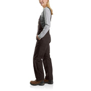 Carhartt Womens Relaxed Fit Washed Duck Insulated Bib Overalls, Dark Brown, Small Short, 104049