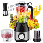 Preakly PR-006T Countertop Blender Food Processor Combo, 4 in 1 Kitchen Electric Blender/Grinder/Chopper
