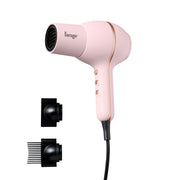 L'ange Hair HotStuff Compact Ionic Hair Dryer, 1875W, Blush, Cool Shot Button, Nozzle and Wide-Tooth Comb Attachments