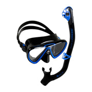 Cressi Ikarus & Orion Snorkeling Mask and Dry-Top Snorkel Combo, Lightweight Silicone Fit, Black and Blue, DM245020