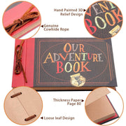 TJT Our Adventure Book Scrapbook Photo Album, Vintage Leather Hardcover with 3D Embossing (Hardcover)