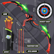 YCFUN Kids Bow and Arrow Toy Set, Complete Archery Kit with 2 Bows, 20 Arrows, 2 Targets, and 2 Quivers, Non-Toxic, LED Light Up, Outdoor and Indoor Play for Ages 3+