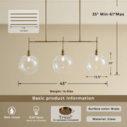 Lily & Georgia Modern Glam Linear Globe Chandelier, Mid-century inspiration, Chandelier - Energy Efficient