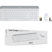 Logitech 920-009443 Slim combo Keyboard & Mouse, Ultra-Thin Design, White, Wireless With 2.4GHz Usb