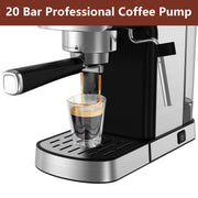 WHALL 20 Bar Espresso Machine with Touchscreen, Milk Frother Steam Wand, Stainless Steel, 40oz Water Tank, 1350W, 007