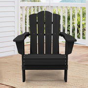 ROWHY Patio Folding HDPE Resin Adirondack Chair, Black - Easy to Store
