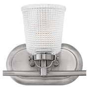 Hinkley Bennett 3 Light Bathroom Vanity Light Fixture, Polished Antique Nickel, Clear Holophane Glass Shades, 24.25 in Wide, 5353PL