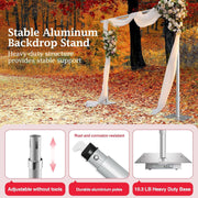 Emart Photo Studio Background Stand, Heavy Duty Double Crossbar, Adjustable 10x10ft, Silver