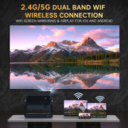Cshidworld Projector, Native 1080p with 4K Support, 10000 Lumens LED, Dual Band WiFi 5, Bluetooth 5.1, Auto Focus, Keystone Correction, 150in Display, M04