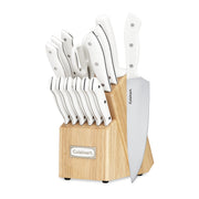 Cuisinart CEW3R-15P3 Classic Triple Rivet Stainless Steel 15 Piece Knife Block Set, Ergonomic Handles, Sharpening Steel, Wooden Countertop Block, CEW3R-15P3