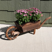 Sunnydaze Decor Wooden Wheelbarrow Outdoor Garden Planter, Medium Brown, 35 in x 10.25 in x 12 in, DSL-674
