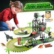 USA Toyz 225 Piece Green Ultimate Dinosaur Dash Race Track Adventure Playset for Kids Ages 3+