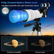 TopVision My-Tw0013 300mm Portable Refractor 70mm Telescope With Phone Adapter & Adjustable Tripod