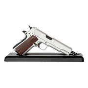 GoatGuns Miniature Dime 1911 Diecast Metal Model Kit, Silver, 1:2.5 Scale, Removable Magazine, Functional Safety Switch, AZ-1911-Silver